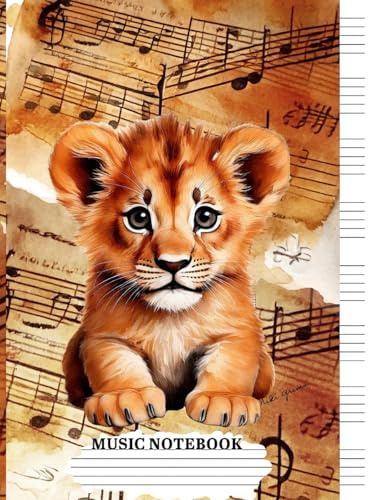 Music Notebook | Wide Staff: Big Lion Music Writing Notebook for Kids & Beginners | Blank Sheet Music Notebook | School Music Notebook | Music ... 8 Wide Staves Per Page | 8,5x11 | 100 pages