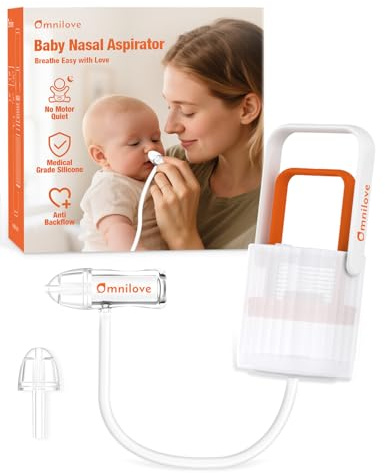 Omnilove Baby Nasal Aspirator Manual Nose Sucker for Newborn & Infant, Manual Pump Silicone Snot Cleaner, Baby Registry Must Haves Newborn Essentials