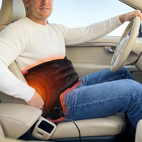 InVarme Car Heating Belt for Truckers: Extra Hot 159℉ – Stop Dreading the Moment You Step Out of the Cab After 8-12 Hour Drives – 30S Deep Warmer Relief for Lower Back – 12/24V 4H Auto Shut-Off