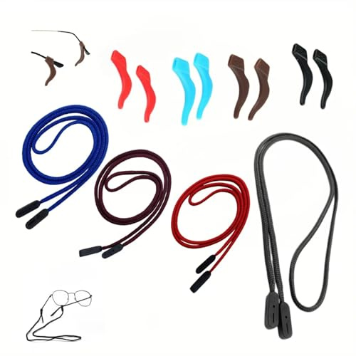 WAISHAT 8 Pcs glasses strapSet, sunglasses strap, Eyeglass Ear Hooks, Boys & Girls Eyeglass Cord, Secure Fit for Reading & Sports, Soft & Comfortable (Multi-Color)