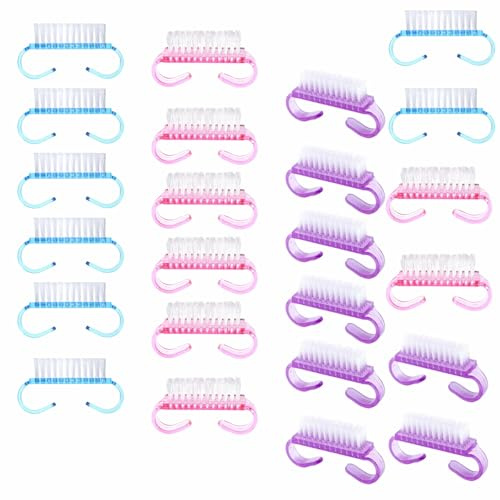 24 Pezzi Spazzola Per Unghie Spazzola Per Il Lavaggio Delle Mani con Manico in Plastica Lavaggio Di Mani Spazzolino Per Pulizia E Pulizia Delle Unghie(Viola, Rosa, Blu)