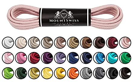 Mount Swiss Luxury Schuhbänder I Wasserabweisende und reißfeste Schnürsenkel rund ø 2-3 mm aus feiner Baumwolle/gewachst Farbe: pink.1302, Länge: 80 cm