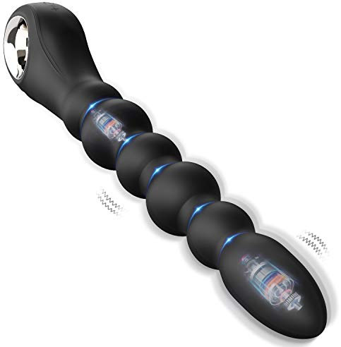 Deluxe Analkugeln Anal Dildo Vibratoren Analplug mit Ziehen Ring Griff Buttplug Prostata Stimulator mit 2 Super Motor und 3 * 9 Vibrationsmodus, Sexspielzeug Für Paare Männer Frauen