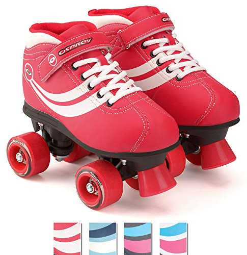 Osprey Disco Quad Roller Skates for Adults and Kids, Retro Roller Boots with ABEC 7 Bearings, UK ADULT 2/EU 34, Black