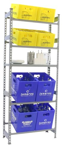 Simon Rack Estantería Cajas de Bebidas, 8 Cajas, 2000x800x300 mm, 5 Alturas, 100 kg de Punto Flexión, Estantería para Bebidas, Gris - Simonbottle