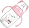 TOYANDONA Baby Milk Bottle Kids Water Bottle with Straw and Double Handle Children Drinking Cup Water Mug Toddler Sippy Cup for Outdoor School Travel 220ml Pink