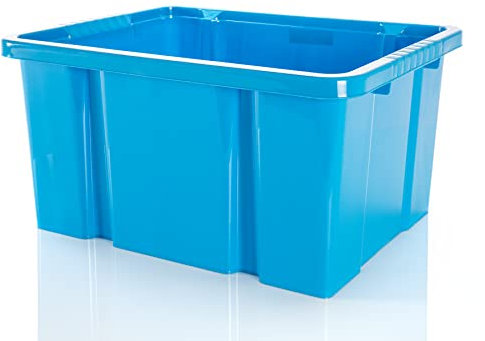 BigDean 4x Stabile Kunststoffbox Eurobox - 44x35x23 cm - passt in Kastenregale - Stapelbox blau Aufbewahrungsbox Drehstapelbehälter ohne Deckel