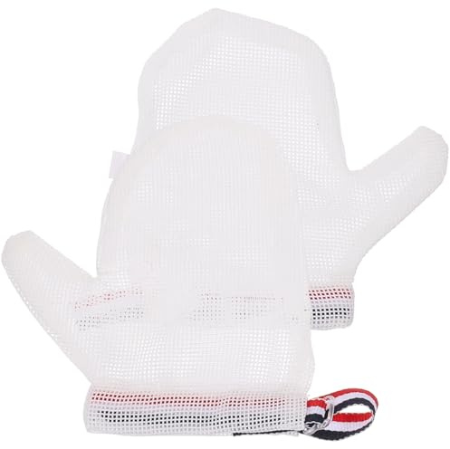 1 Pair Baby Stop Thumb Sucking Gloves White Kids Finger Guard Stop Infant Finger Sucking Mitten Soft Mesh Fabric Breathable Finger Protection for Baby Boys Girls White