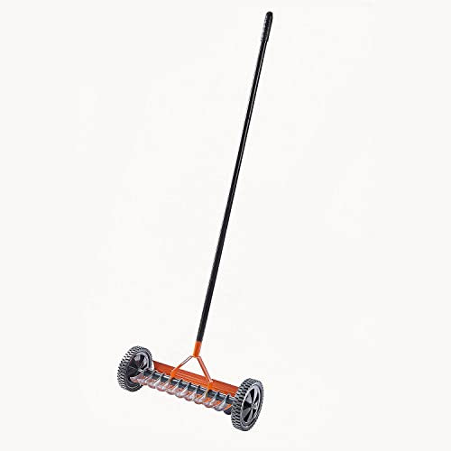 Coopers of Stortford Garden Rolling Lawn Scarifier | 128cm Long Handle & 11 Sharp Blades each L8cm