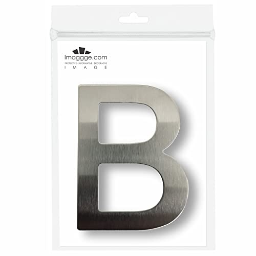 Numéro de maison ou appartement - Inox brossé - Autocollant - 7,6 cm de hauteur - Lettre B