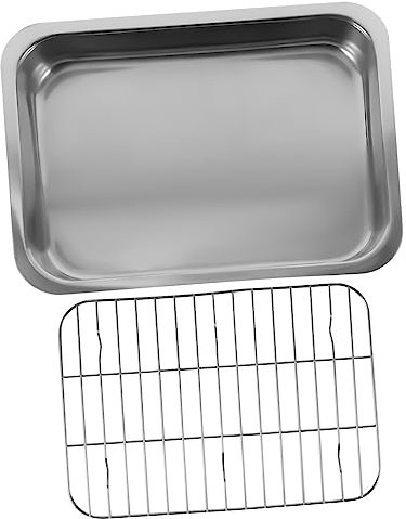 HAKIDZEL 1 Set Stainless Steel bakeware Baking pan Roasting pan Baking Tray with Rack Toaster Oven Tray Cooling Rack Roasting Dish Turkey pan Lasagna pan Turkey Roaster Grilled Fish Pizza