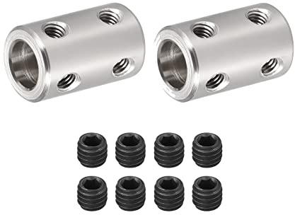 DMiotech 2pz 8-8mm Foro L22XD14 Rigido Giunto Albero Giunto Giunto Connettore con Viti Acciaio Inossidabile Acciaio Motore Albero Prolunga Connettore per Stampante 3D