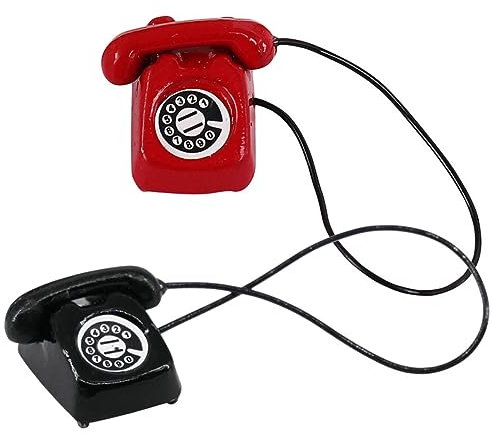 Ciieeo 2st Puppenhaus Telefon Vintage-mini-telefon Puppenhaus Möbel Spielzeug Spielzeug-telefone Figurenzubehör Im Maßstab 1:12 Re-ment Winzige Möbel Metall Marionette Miniatur Rotieren