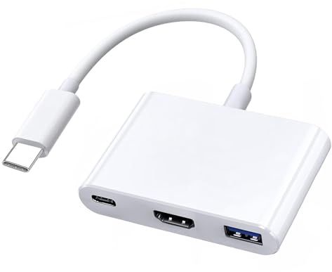 Adaptateur multiport USB C vers HDMI pour iPhone 15 MacBook Pro Air iPad Pro, hub AV numérique de type C certifié Apple MFi, avec HDMI 4K @ 60 Hz, USB 3.0, 100 W PD compatible avec Samsung Galaxy,