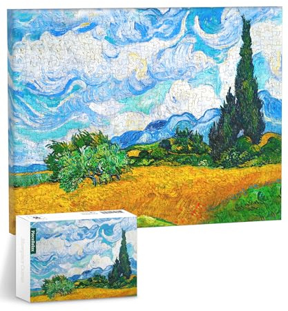 PieceRelax Ramfri Pussel Vincent van Gogh - Wheat Field with Cypresses [HN1307], Väggdekoration, Perfekt för Vardagsrum, Utmärkt Present till Födelsedagar och Jul, 366 Bitar