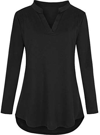 DondPO Camiseta de lactancia de manga larga de algodón suave, blusa de maternidad, blusa de invierno, manga larga, moda de maternidad, camiseta elástica, festiva, lactancia, enfermería, Negro , S