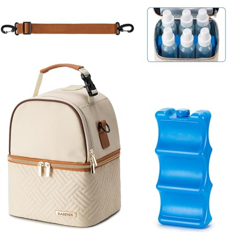 BABEYER bolsa isotérmica para leche materna con acumulador de frío para 6 biberones de hasta 270 ml, refrigeración portátil para madres lactantes, guardería, trabajo, viajes