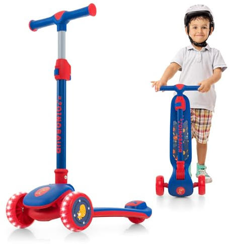 RELAX4LIFE Monopattino per Bambini 37-60 Mesi, Monopattino con Ruote LED Luminose in PU, Regolabile in Altezza, Monopattino Pieghevole per Bambini, Carico Massimo 50kg (Blu)