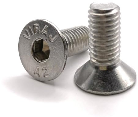 Vis M8x20 mm Tête Fraisée BTR en acier INOX A2 | Ø 8x20 mm - M8 x 20mm | Vis FHC à 6 pans creux (clé allen) ISO 10642 / DIN 7991 | Vis inoxydable A2 (V2A/304) : LOT DE 5 Pcs - Premium Fixation