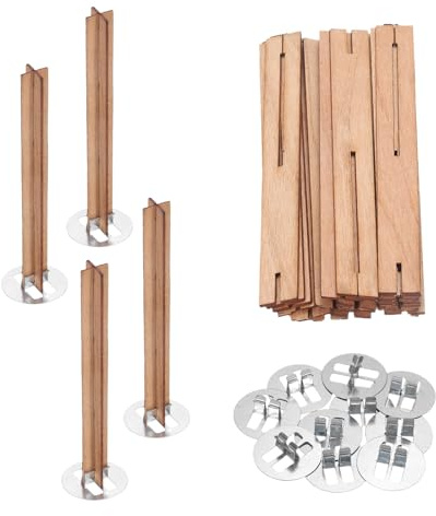 QUARKZMAN 10 Set Stoppini in Legno per Candele, 0.4 x 3.2 Pollici Stoppini Naturali in Legno Con Supporto a Forma di Croce Nuclei per Candele Forniture