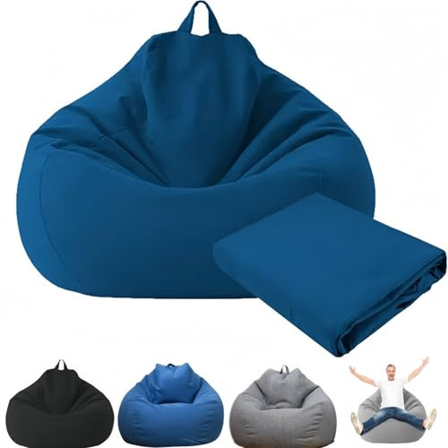 Bean Bag No Filler, Gaming Beanbag Chair Cover for Adult Kids Without Filling Comfortable Lazy Sofa Beanbag Soft Toy Storage Bean Bag Seat, 100 x 120 cm (Black)
