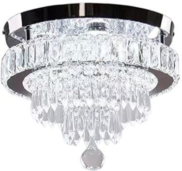 Bammare Moderner Runder Kristall-Kronleuchter, Deckenleuchte Mit Metallrahmen Und Kristalldekoration, LED-Pendelleuchte Mit 3-Farben-Dimmung Für Esszimmer-Flur-Schlafzimmer