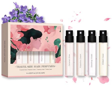 Haarparfüm Set für Damen, 4 Stück Duftspray mit Pistazien Latte & Warm Sugar Düften, Patentiertes Geruchsneutralisierendes Haarparfüm, Körperduft für Haare und Kissen (4Stück, 1set)