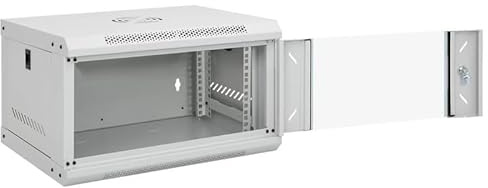 19 tum nätverksskåp 6U av kallvalsat stål och glas – kompakt väggskåp för server- och nätverksutrustning (53 x 40 x 30 cm, IP20) – perfekt för kontor och hemmabruk
