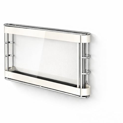 Hitchuey Porta coltelli da cucina con 9 scomparti, ripiano portaoggetti in acciaio inox montato a parete, design cavo, piastra in PET trasparente da 5 mm e vassoio in silicone