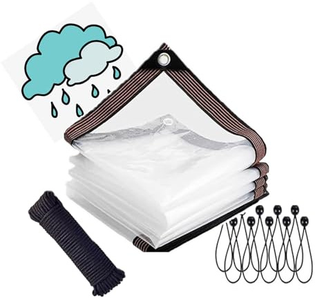 14x30 FT,Clear Tarp Waterproof -Medium Heavy Duty Cover for Patio Enclosures Winter Protection for Plants Gardens Chicken Coops and Patios, Waterproof Tarps Cover, Grommet Every 20 Inches