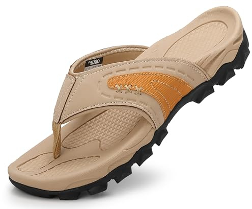 ARRIGO BELLO Infradito Uomo Sportive Sandali Estive Antiscivolo Flip Flops Comode Spiaggia Piscina Ciabatte Supporto Arco Scarpe per All'aperto, Escursioni Taglie 41-46(Cachi,44)