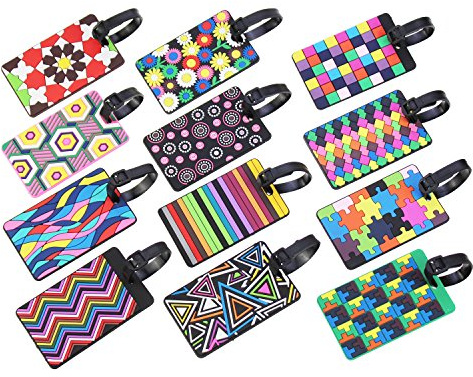 12 Pieces Luggage Tags Assorted Travel Suitcase Labels Business ID Card Holder