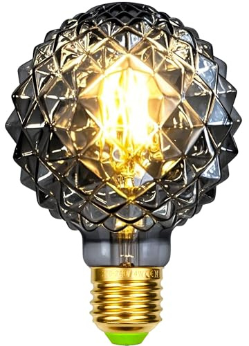 Tianfan LED-lampor vintage glödlampa 4 W kristall ananas Edison-glödlampa G95 220/240 V E27 specialitet dekorativ glödlampa (smoke)