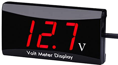 DollaTek Voltmetro Digitale con Display a LED misuratore del Pannello per Moto da Auto DC 12V - Carattere Rosso