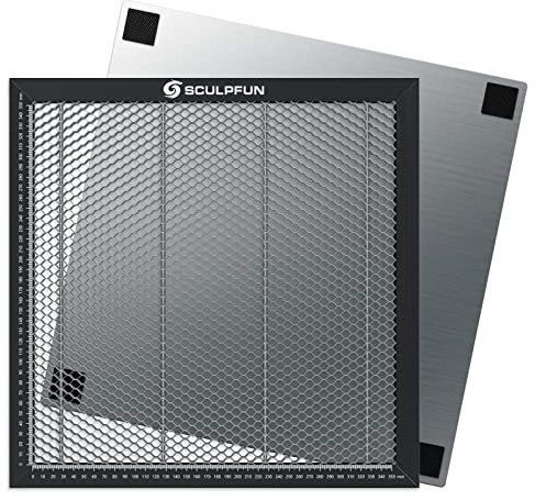 SCULPFUN Honeycomb Table de travail pour machine à graver laser - 400 x 400 x 22 mm - Avec plaque en aluminium - Compatible avec différentes machines à graver
