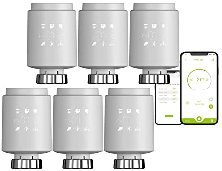 Qiumi Valvola del radiatore del termostato di Zigbee, eTRV, dimensione compatibile con la maggior parte delle valvole, la direzione del carattere dell'esposizione è regolabile