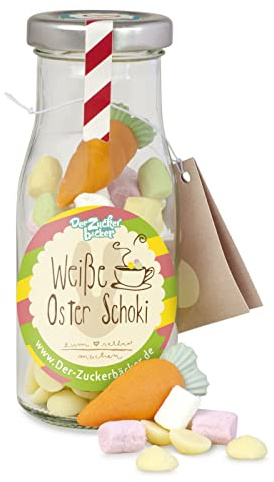DIY weiße Oster Schoki, weiße Trinkschokolade in Flasche mit weißer Schokolade, Mini Marshmallows und Zuckerrübe, heißer Kakao zum Selbermachen, tolle Geschenk-Idee für Ostern
