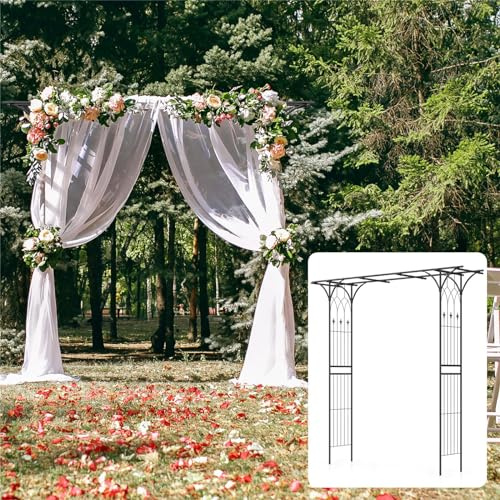 HOMASIS Arco da Giardino per Rampicanti in Metallo, Arco per Rose Rampicanti, Pergola Decorativa da Esterno, Supporto per Rampicante per Matrimonio, Festa, 205 x 52 x 205 cm (Nero)