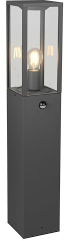 Trio Leuchten utomhus vägbelysning garonna 401869142, aluminium formgjuten antracit, glas klart, exkl. 1 x E27, rörelsesensor
