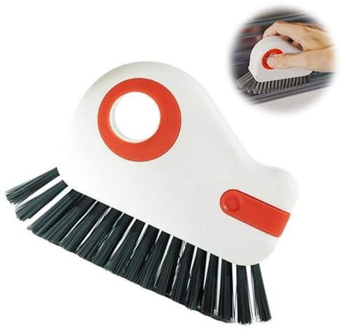 Kabwea 2024 Neu 2 In 1 FugenreinigungsbüRste, ReinigungsbüRste, FugenbüRste, Fugenreiniger, BüRste, BüRste Reinigung, WurzelbüRste, HandbüRste, TeppichbüRste (Orange)