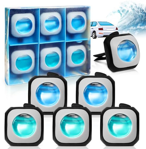 SCENTORINI Car Air Freshener, Vent Clip, New Car Smell for Men, Cars Perfume, Cars Essentials for women, 2 Fragranc - Sea Breeze & New Car, 6 Pack
