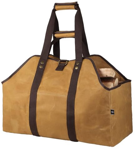 BONTHEE Portalegna da Ardere in Tela Cerata, Supporto Extra Large da Interno Con Manici, Cuscinetto per Alleviare il Peso e Facile Trasporto