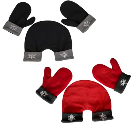ROFIHOKS Guantes de Pareja de Enamorados de la Mano, Guantes de Pareja de Invierno de la Mano, Manoplas para 2 Personas para Amantes de la Amistad (One Size,Black/A+Red/A)