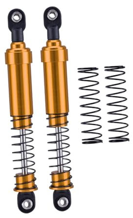 2Pcs 1:10 RC Car Shock Absorber, Metal Spring RC Damper, Upgrade Parts for Crawler RC Vehicles, Spare Parts Accessory, Easy Installation, Aluminum Alloy (Gold)
