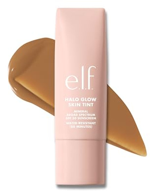 e.l.f. Halo Glow Skin Tint SPF 50, getönte Feuchtigkeitspflege mit leichter, aufbaubarer Deckkraft für einen natürlichen Glow, vegan und tierversuchsfrei, 10 Tan Neutral