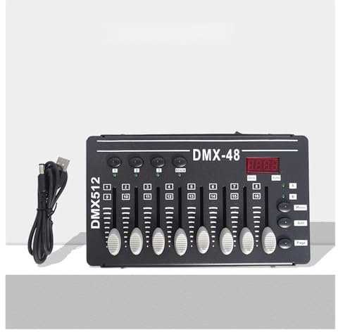 Controlador de DJ, Controlador portátil DMX 512, mini consola de DJ, equipo de iluminación de escenario de 48 canales for DJ móvil, espectáculos, discotecas, clubes, bodas y eventos.