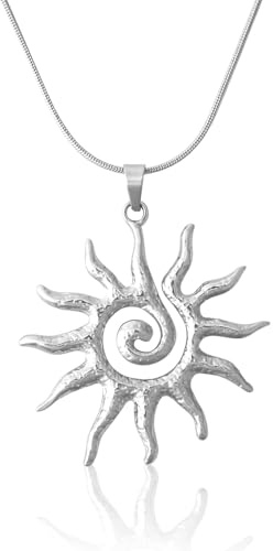Mikovivi Pendentif Soleil Argent, Collier Soleil Délicat Pendentif Solaire à Breloque Magique Collier Tournesol Bijoux Fantaisie Brillants pour Femme