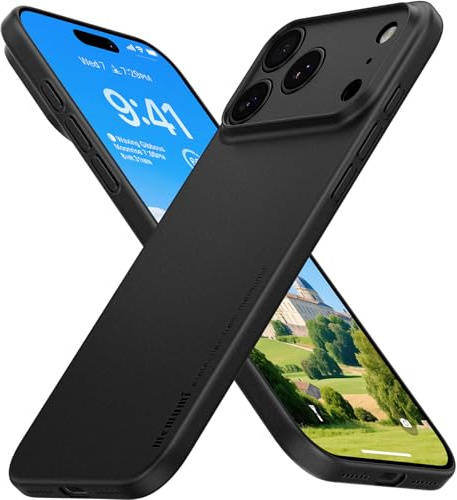 memumi Skal för iPhone 17 Pro, Tjocklek 0,3 mm, Slim Fit, Matt yta [Stötbeständigt, Halkskydd, Anti-rep] Skyddskåpa Extra Tunn för iPhone 17 Pro - Svart