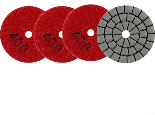 Schleifscheiben zum Nass- und Trockenpolieren von Granit, Marmor und Steinfliesen, Schmirgelharz, 4 Stück, Körnung 400, 4 Stück