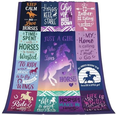 Gelasgo Horse Throw Blanket Ultra Soft Flannel Blanket, Cozy Warm Lightweight Gift for Adults, Machine Washable Couch Bed Blankets 100x130cm